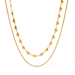 18K Hearts Layered Necklace