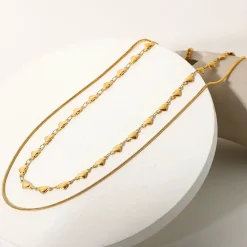 18K Hearts Layered Necklace