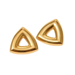 18K Hollow Triangle Statement Earrings