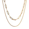 18K Layered Cuban and Chain Necklace