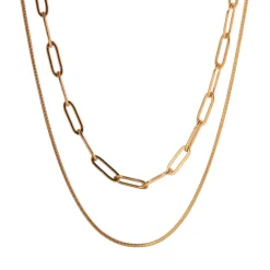 18K Layered Cuban and Chain Necklace