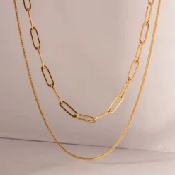 18K Layered Cuban and Chain Necklace