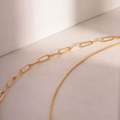 18K Layered Cuban and Chain Necklace