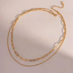 18K Layered Cuban and Chain Necklace