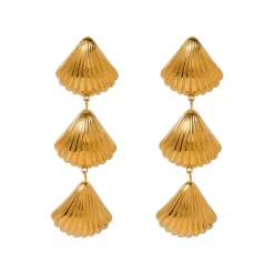 18K Layered Shells Drop Earrings
