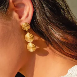 18K Layered Swirl Statement Earrings