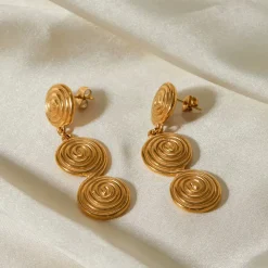 18K Layered Swirl Statement Earrings