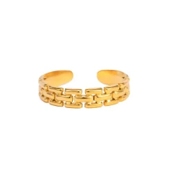 18K Link Chain Open Rings
