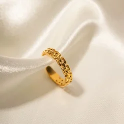 18K Link Chain Open Rings