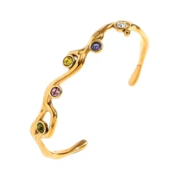 18K Open Bangle Multicolored Zirconia