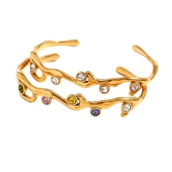18K Open Bangle Multicolored Zirconia