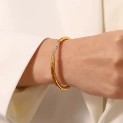 18K Open CZ Bangle