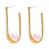 18K Open Drop Pearl Earrings