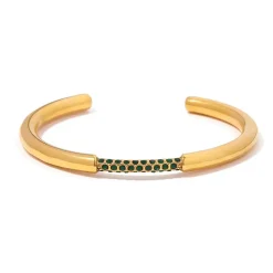 18K Open Emerald CZ Bangle