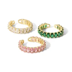 18K Oval Baguette Open Rings