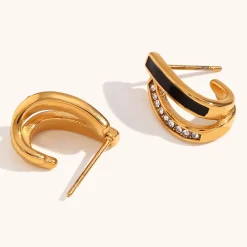 18K Overlapping Double C Hoops