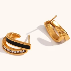 18K Overlapping Double C Hoops