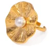 18K Oversized Round Flower Pearl Ring