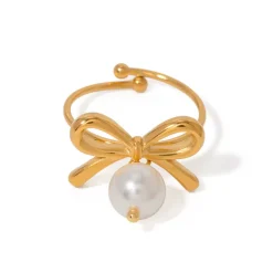 18K Pearl Bow Ring