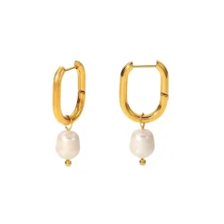 18K Pearl Drop U Earrings