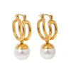 18K Pearl Pendant Drop Earrings