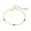 18K Peridot Tear Drop Dainty Bracelet