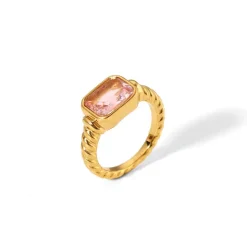 18K Pink Tourmaline Baguette CS Ring