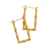18K Rectangular Bamboo Hoops