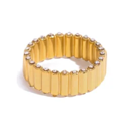 18K Ribbed Zircon Edge Ring