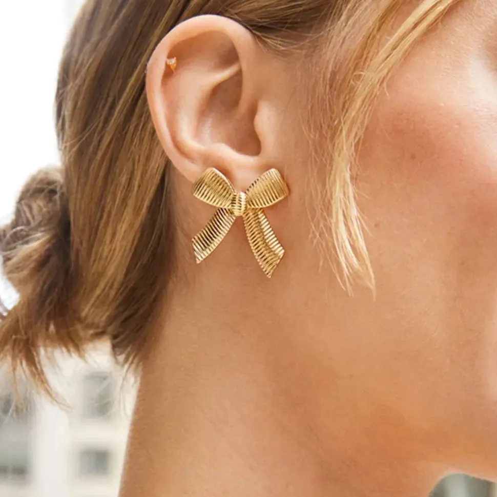 18K Ribbon Statement Earrings