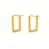 18K Round Ball Square Huggie Earrings