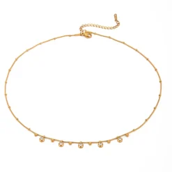 18K Round Bezel Charm Necklace