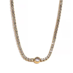 18K Round Tennis Necklace