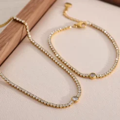 18K Round Tennis Necklace