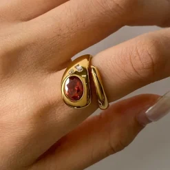 18K Ruby Zircon Chunky Ring