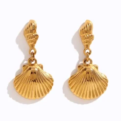 18K Scallop Shell Statement Earrings