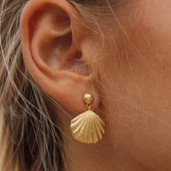 18K Shell Drop Earrings