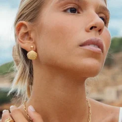 18K Shell Drop Earrings
