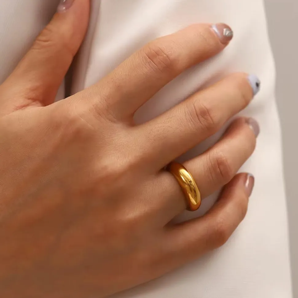 18K Smooth Chunky Round Ring