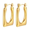 18K Smooth Oval Square Hoops