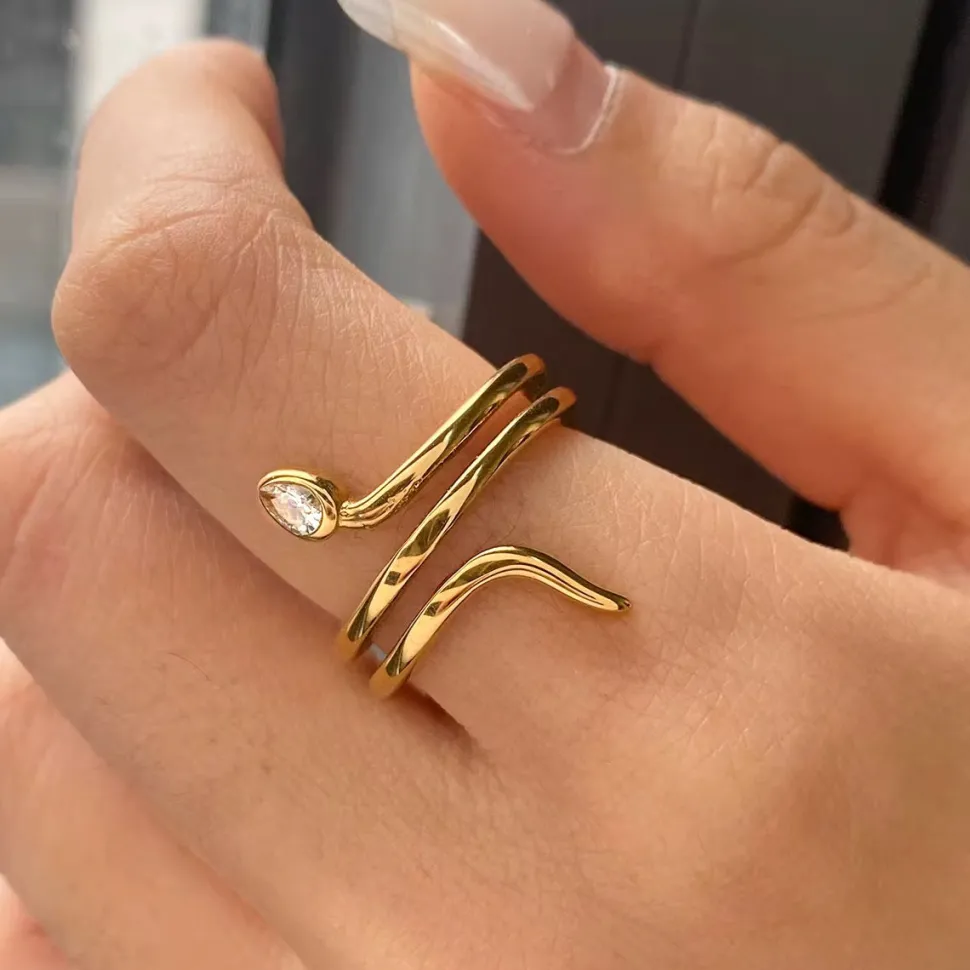 18K Snake Abstract Ring