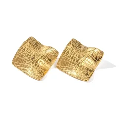 18K Square Crease Stud Earrings