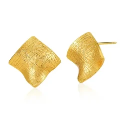 18K Square Crease Stud Earrings