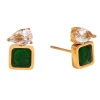18K Square Zircon Waterdrop Earrings