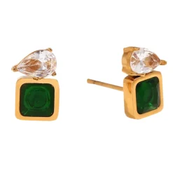 18K Square Zircon Waterdrop Earrings