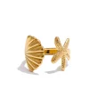 18K Starfish and Seashell Ring