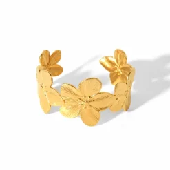 18K Statement Flower Open Bangle