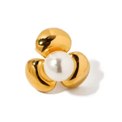 18K Statement Flower Pearl Ring