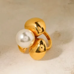 18K Statement Flower Pearl Ring
