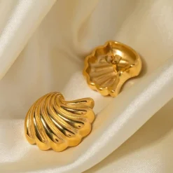 18K Statement Shell Stud Earrings